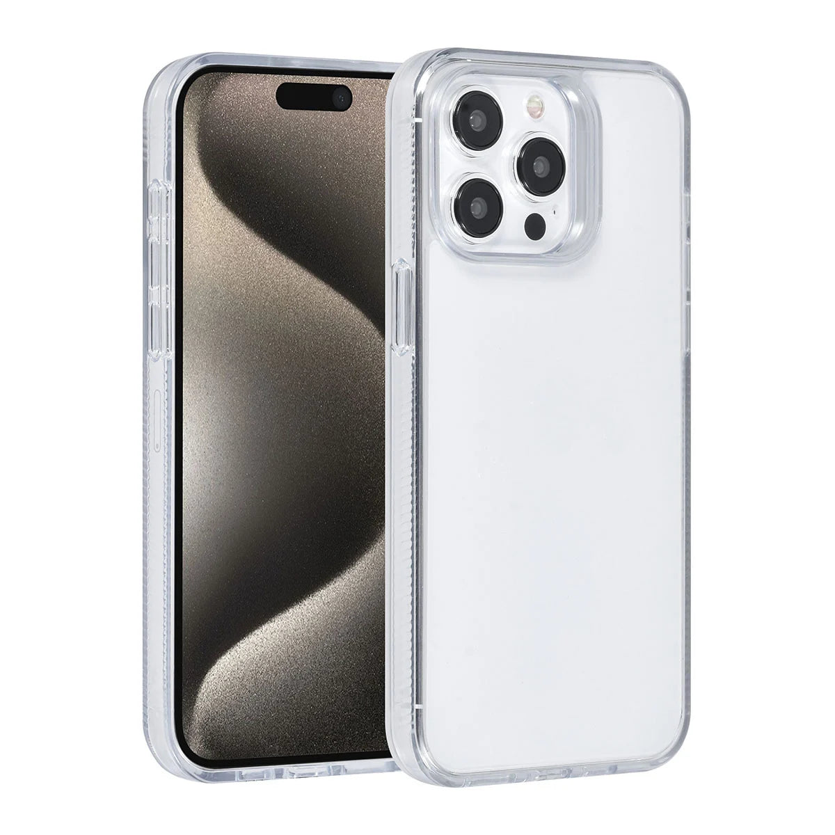 Tuniq iPhone 15 Pro Max - Σκληρή Θήκη με Πλαίσιο Σιλικόνης - Ημιδιάφανο Λευκό / Διάφανο