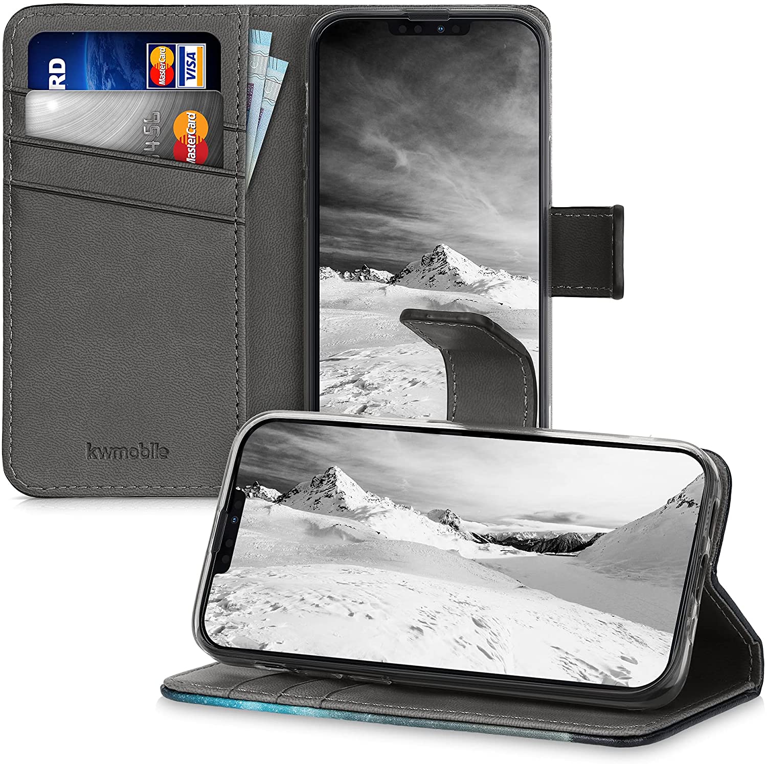 KW iPhone 13 mini Θήκη Πορτοφόλι Stand - Design Galaxy Tree Meadow - Blue / Grey / Black - 55935.01