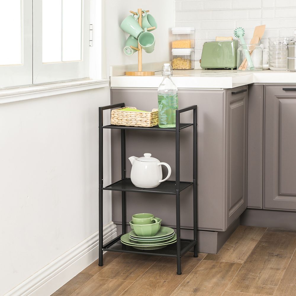 Songmics Μεταλλική Ραφιέρα 3 Επιπέδων - 38 x 30 x 72 cm - Black - BSC33BK