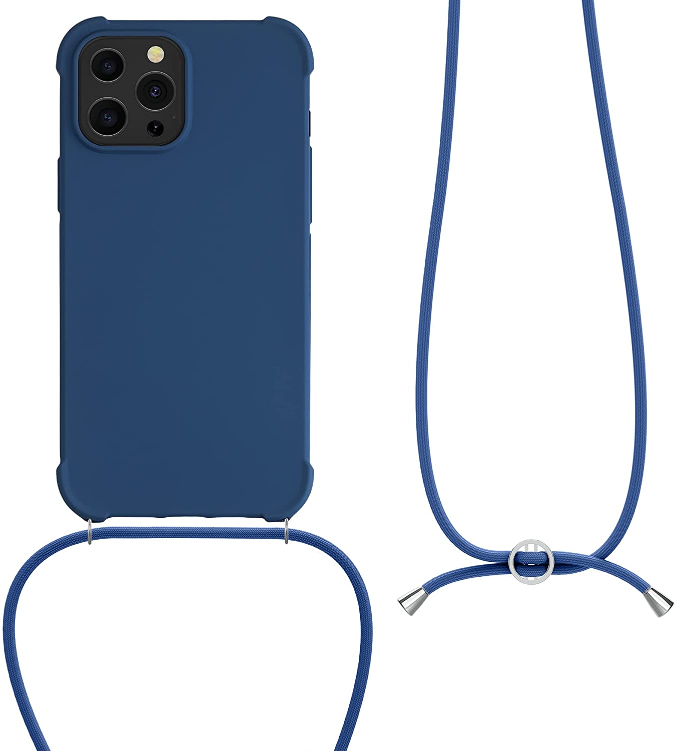 KW iPhone 13 Pro Max Θήκη Σιλικόνης TPU με Λουράκι - Dark Blue - 55977.17