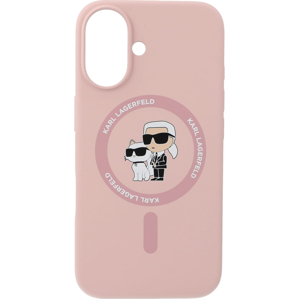 Karl Lagerfeld iPhone 16 - Silicone KC Heads Ring MagSafe - Θήκη Σιλικόνης με MagSafe - Pink - KLHMP16SSCMKCRHP