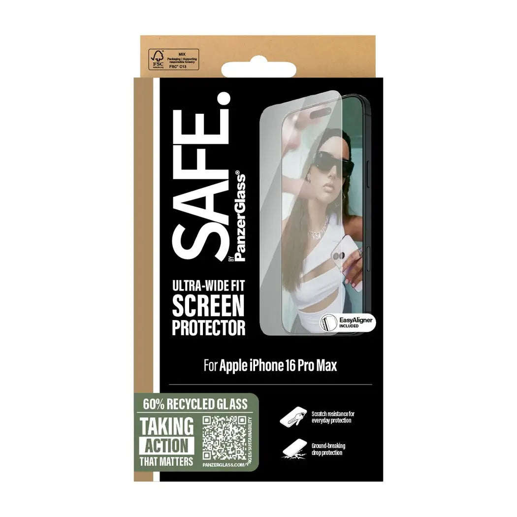 Safe by PanzerGlass iPhone 16 Pro Max Ultra-Wide Fit Case Friendly Full Screen Αντιχαρακτικό Γυαλί Οθόνης - Διάφανο - SAFE95878