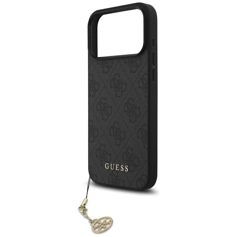 Guess iPhone 17 Pro Max - 4G Charms Collection MagSafe - Θήκη με Επένδυση Συνθετικού Δέρματος - Black - GUHMP17XGF4GCK