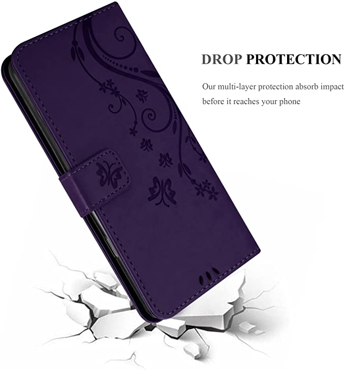 Cadorabo iPhone 13 Pro Θήκη Πορτοφόλι Stand από Δερματίνη - Floral - Dark Purple