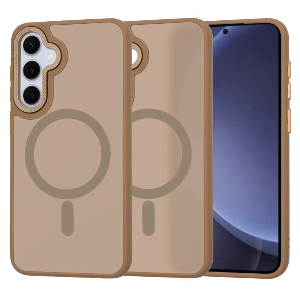 Techsuit Samsung Galaxy S25 Plus - HaloFrost MagSafe Series - Σκληρή Θήκη με Πλαίσιο Σιλικόνης - Sandstone Brown