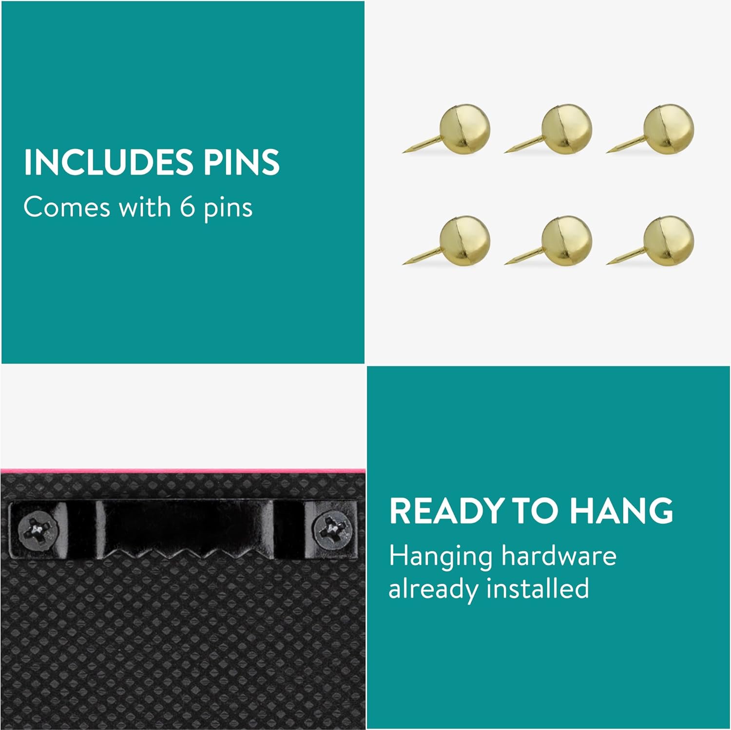 Navaris Πίνακας Ανακοινώσεων από Βελούδο - 44 x 30 cm - Bright Pink / Silver - 52630.1.238