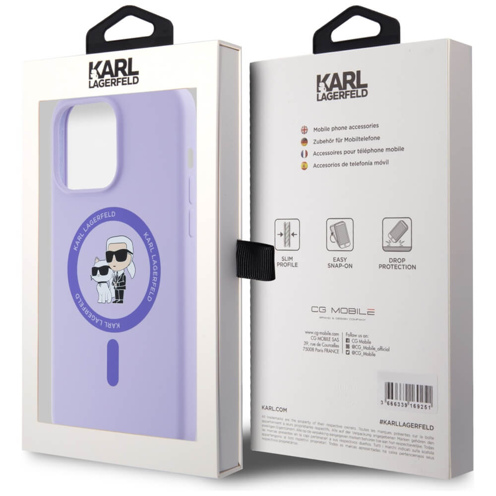 Karl Lagerfeld iPhone 15 Pro Max - Silicone Karl and Choupette Heads - Θήκη Σιλικόνης με MagSafe - Purple - KLHMP15XSCMKCRHU