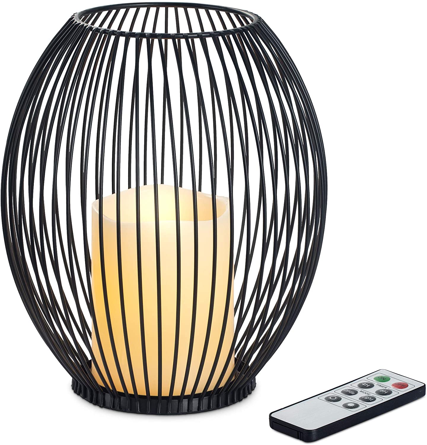 Navaris Μεταλλική Βάση με Κερί LED και τηλεχειριστήριο - Medium - Black - 53306.02.01