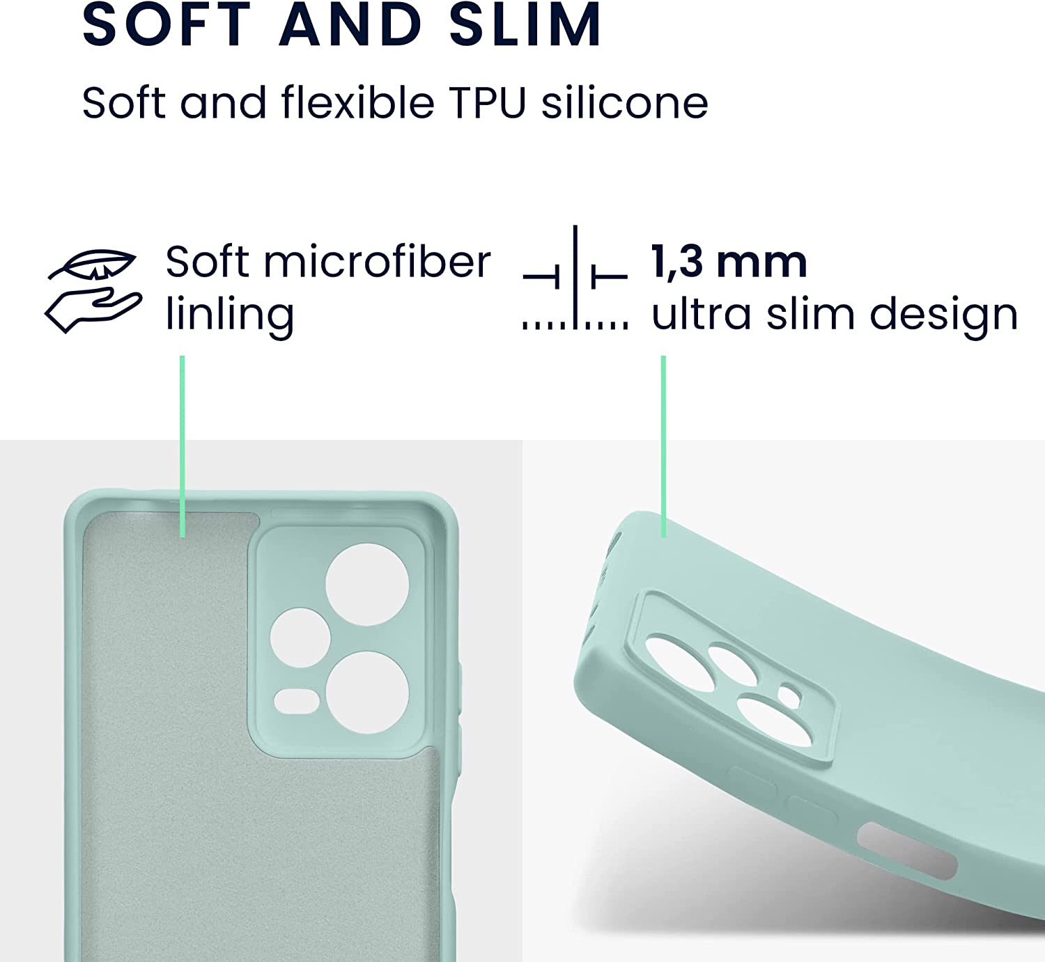 KW Xiaomi Redmi Note 12 Pro Θήκη Σιλικόνης Rubberized TPU - Cool Mint - 60733.200