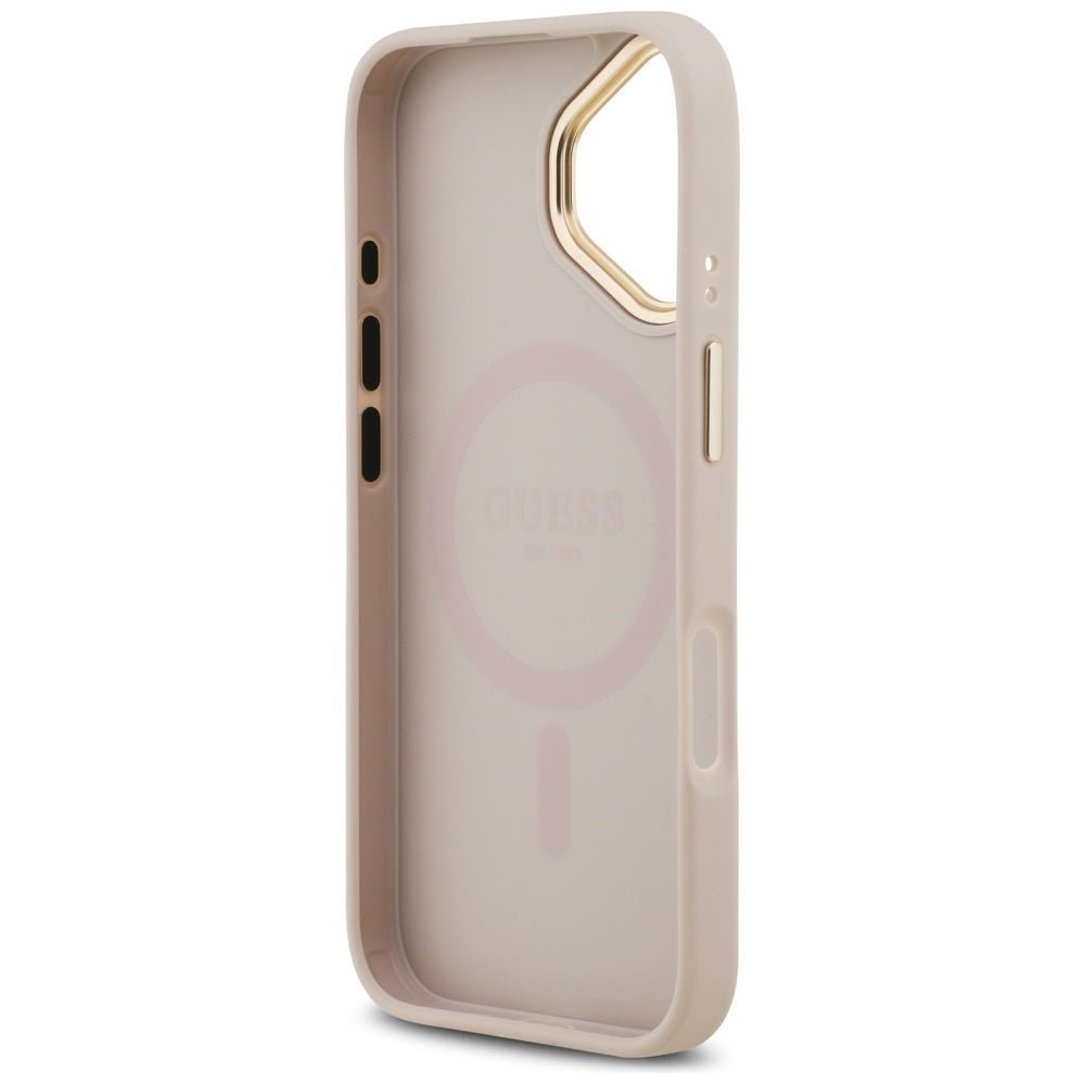 Guess iPhone 17 - 4G PU Classic Logo MagSafe - Σκληρή Θήκη με Πλαίσιο Σιλικόνης και Επένδυση Οικολογικού Δέρματος - Pink - GUHMP17SP4MSEGCP