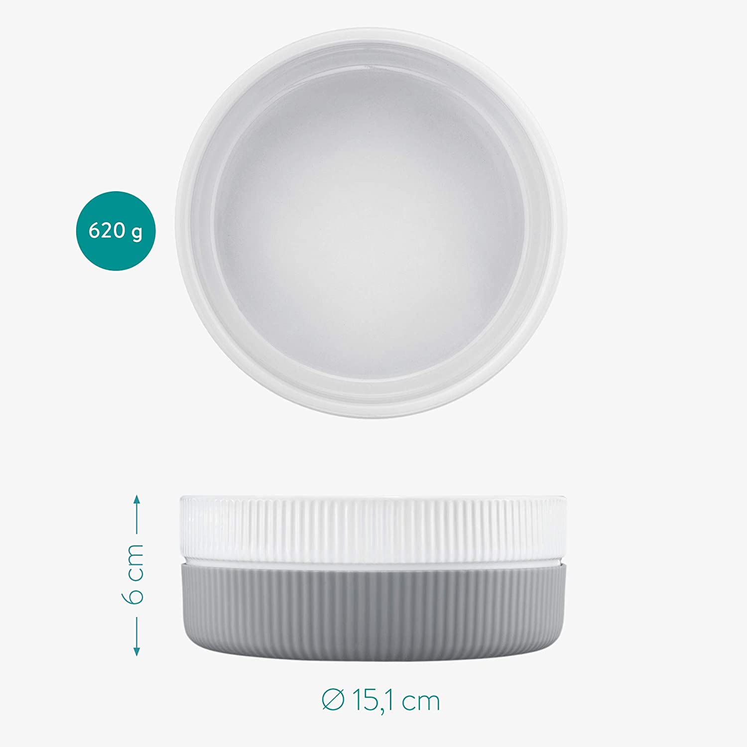 Navaris Σετ με 2 Κεραμικά Μπολ 700ml για Κατοικίδια - Grey - 53411.22