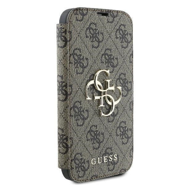 Guess iPhone 16 Plus - 4G Metal Logo Θήκη Πορτοφόλι με Επένδυση Συνθετικού Δέρματος - Brown - GUBKP16M4GMGBR
