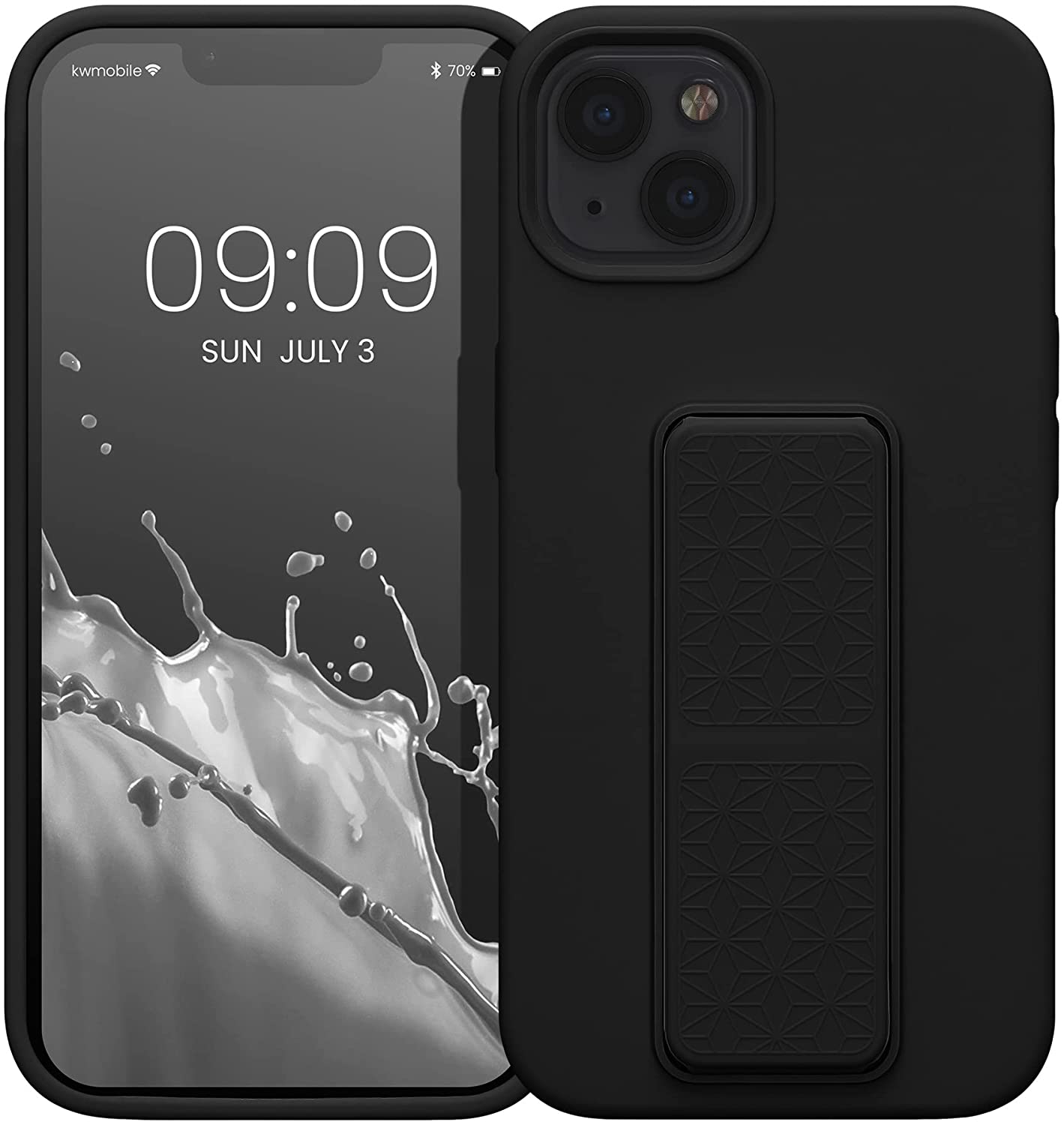 KW iPhone 13 Θήκη Σιλικόνης TPU με Finger Holder - Black - 58249.01