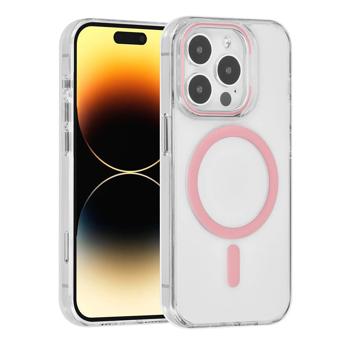 Tuniq iPhone 15 Pro - MagSafe Σκληρή Θήκη με Πλαίσιο Σιλικόνης - Διάφανη / Ροζ