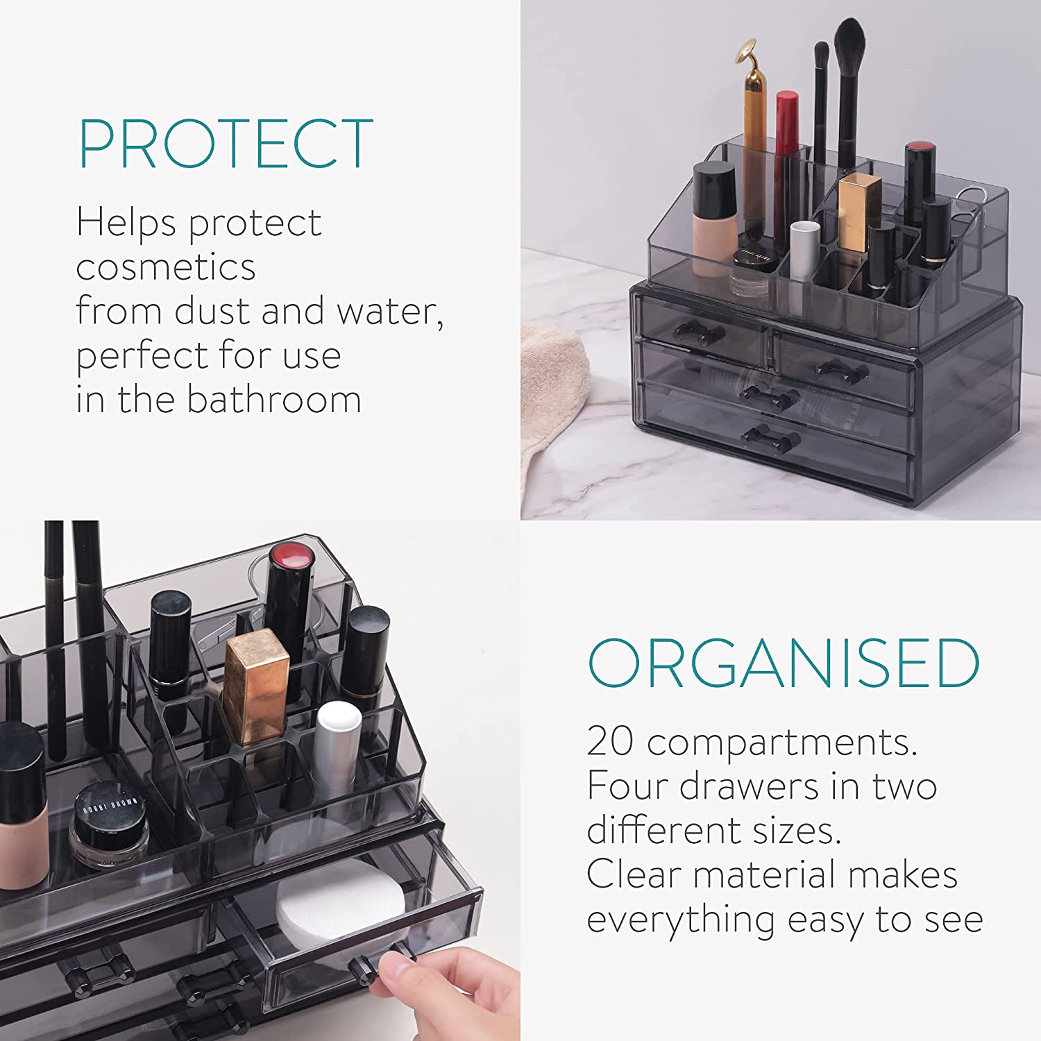 Navaris Make Up Storage Organizer Διοργανωτής Καλλυντικών - Black - 54656.01
