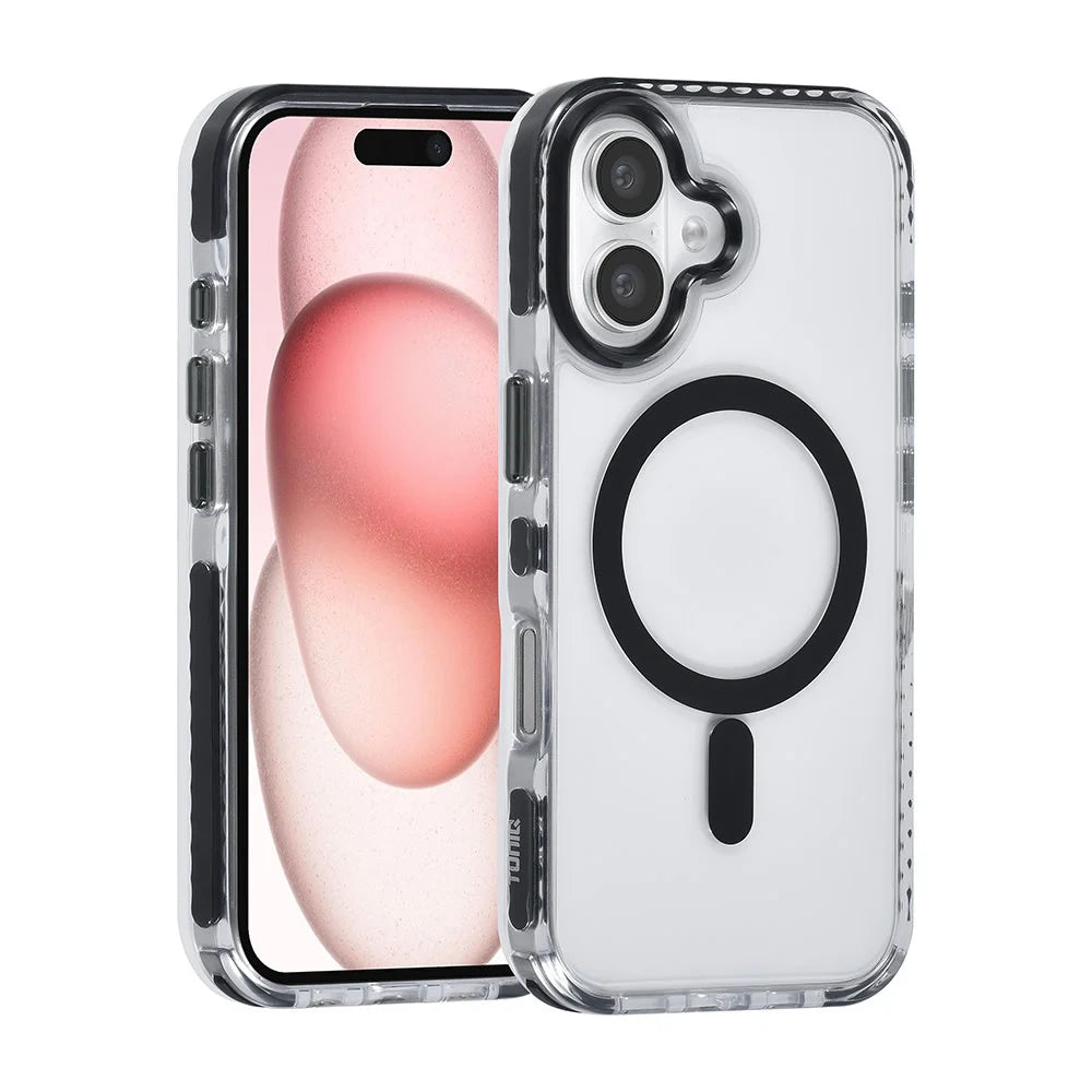 Tuniq iPhone 16 - MagSafe Σκληρή Θήκη με Πλαίσιο Σιλικόνης και Λουράκι - Διάφανη / Black