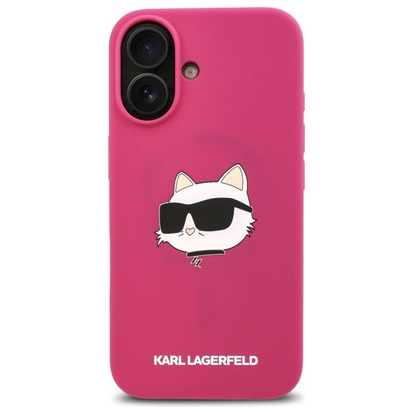 Karl Lagerfeld iPhone 16 - Silicone Choupette Head Print - MagSafe Θήκη Σιλικόνης - Fuschia - KLHMP16SSCHPPLF