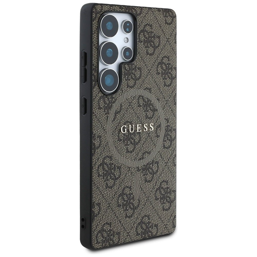 Guess Samsung Galaxy S25 Ultra - Leather 4G Colored Ring Classic Logo - MagSafe Θήκη με Επένδυση Συνθετικού Δέρματος - Brown - GUHMS25LG4GFRW