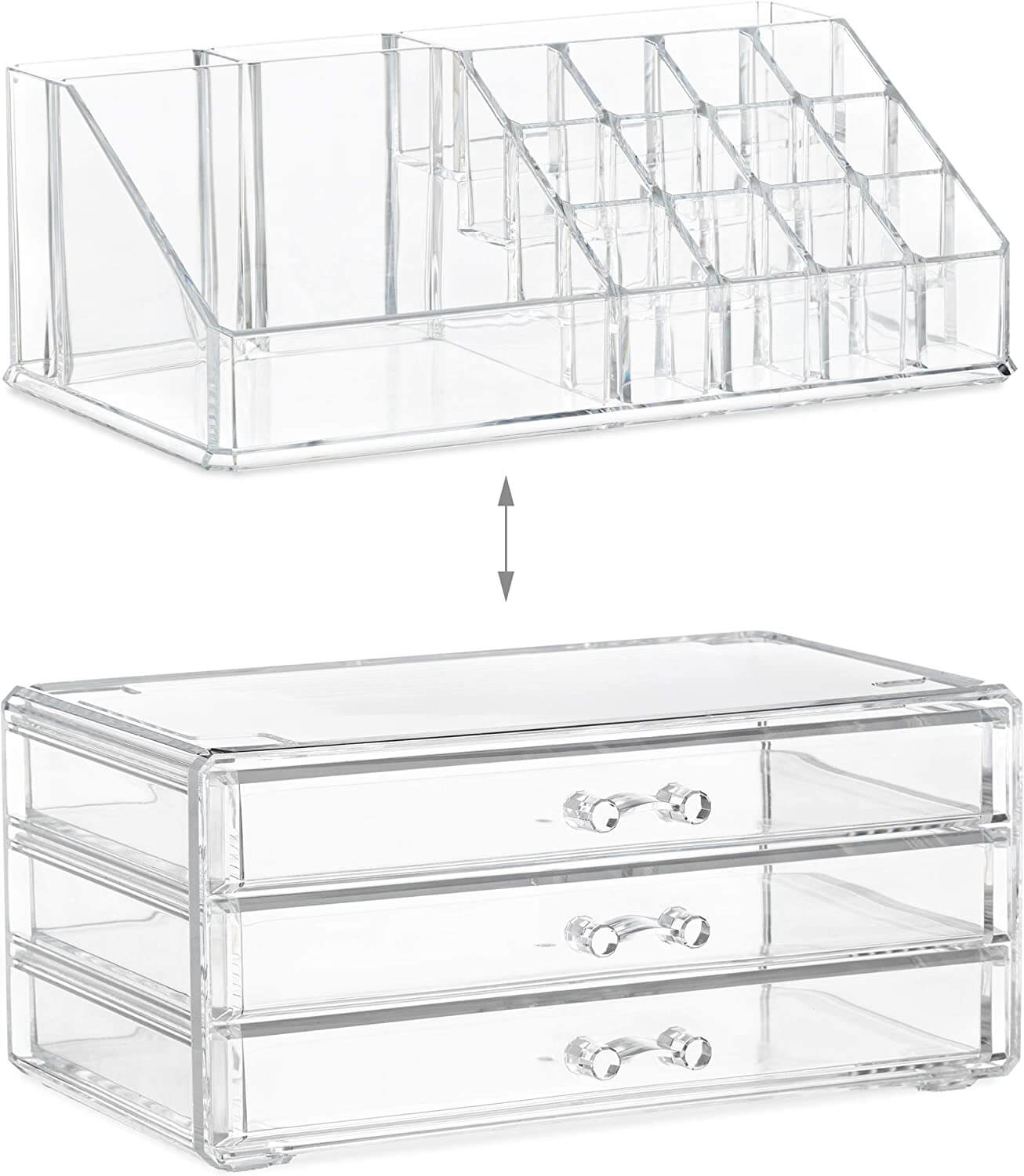 Relaxdays Ακρυλικός Οργανωτής Καλλυντικών με 3 Συρτάρια - Διάφανος - 4052025949358