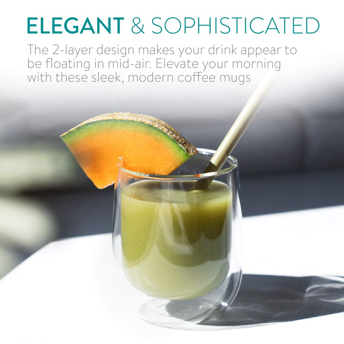 Navaris Double Walled Glass Mugs Set 4 Κούπες Διπλής Όψεως Από Γυαλί - 350ml - Διάφανη - 47547.01.2