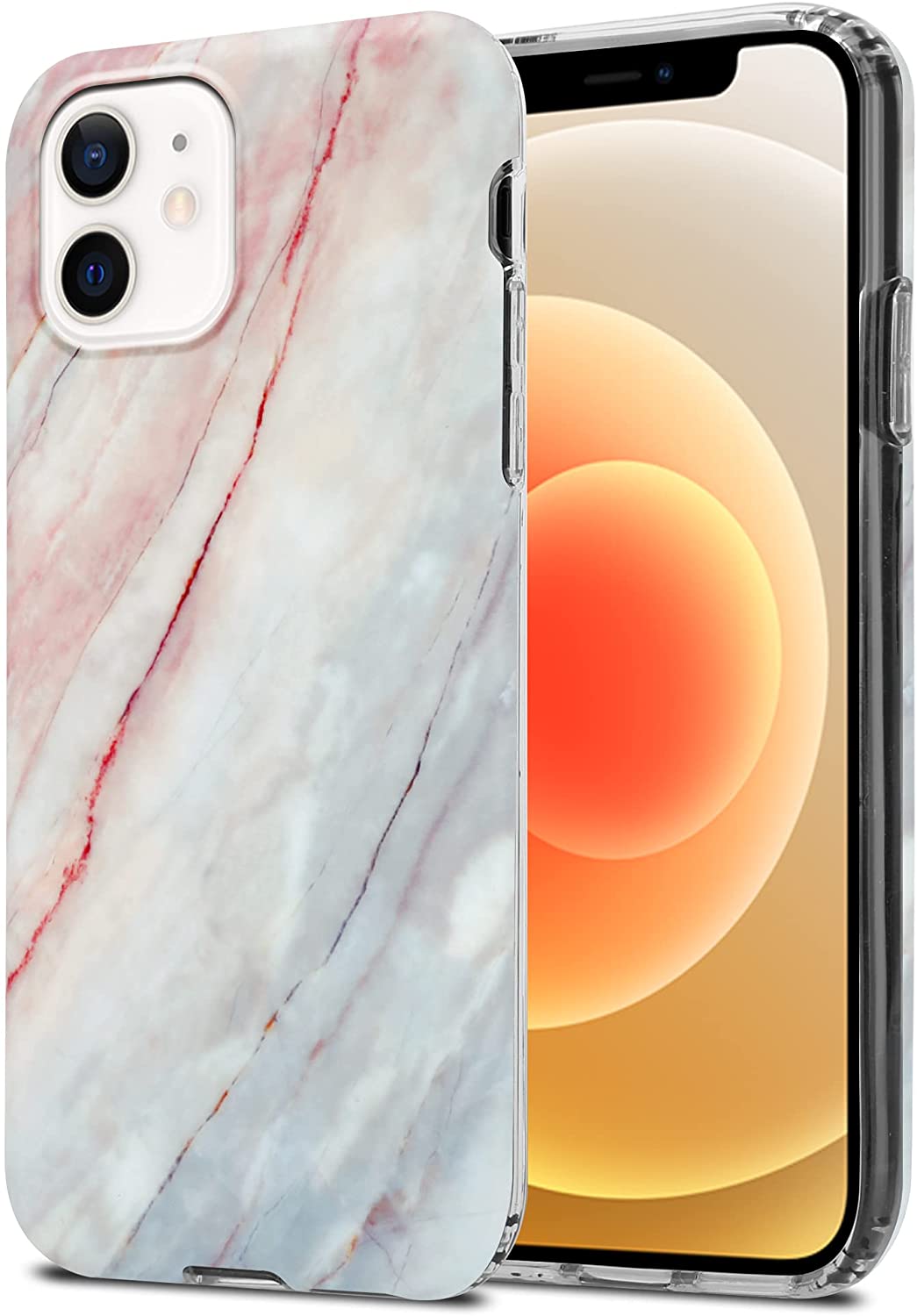 Cadorabo iPhone 12 Pro Max Θήκη Σιλικόνης TPU - Design Marble No.21 Mosaic Pattern - Pink / White / Marble