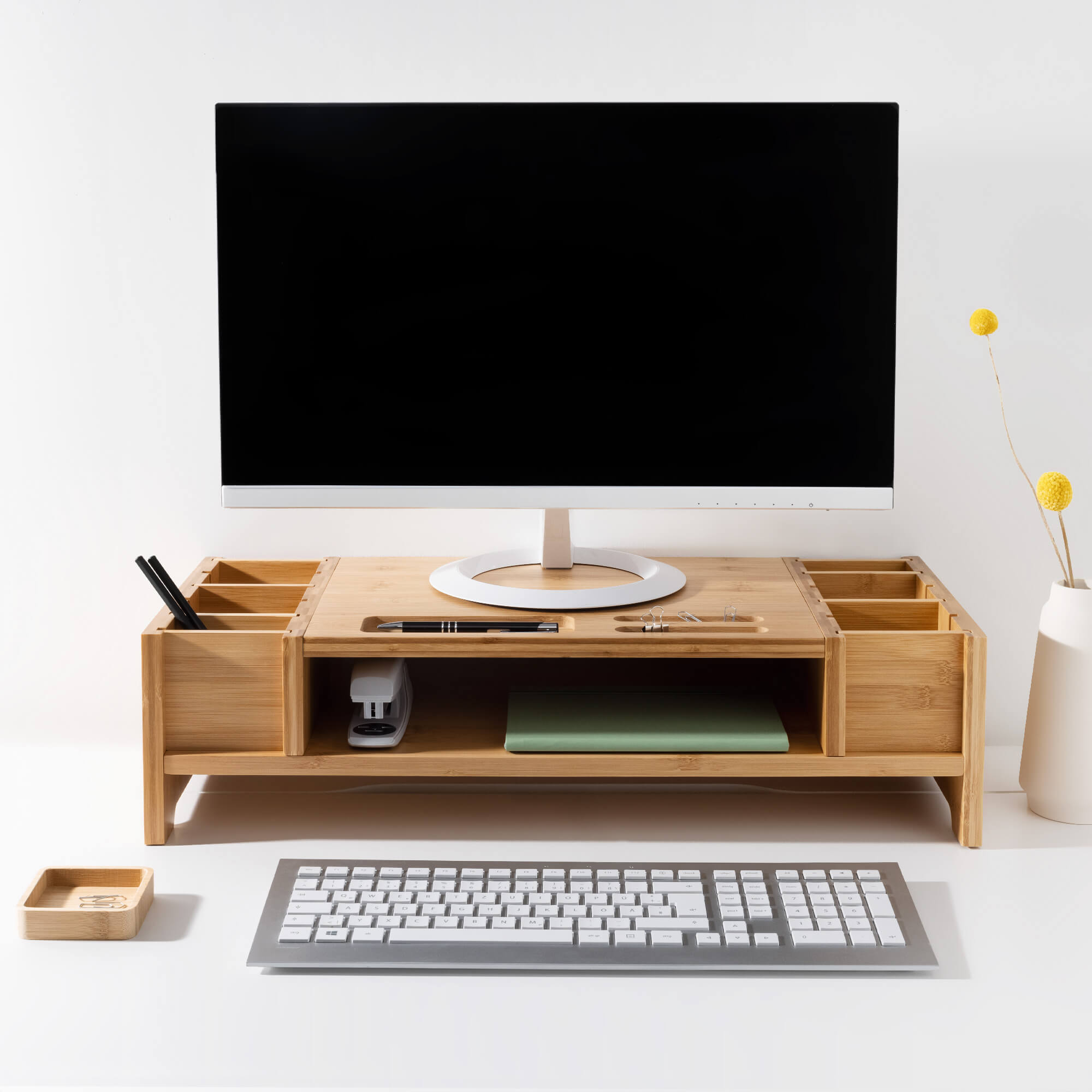 Navaris Βάση Στήριξης Οθόνης από Μπαμπού - Light Brown - 54160.24