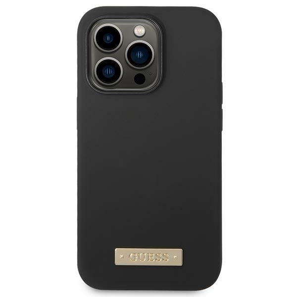 Guess iPhone 14 Pro Max Silicone Logo Plate MagSafe Θήκη Σιλικόνης με MagSafe - Black - GUHMP14XSBPLK