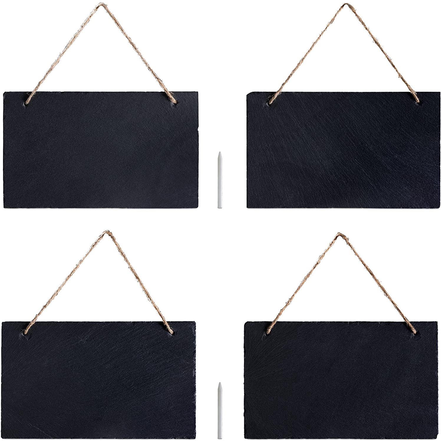 Navaris Σετ με 4 Κρεμαστούς Μαυροπίνακες από Σχιστόλιθο - 25 x 15cm - Black - 53849.01