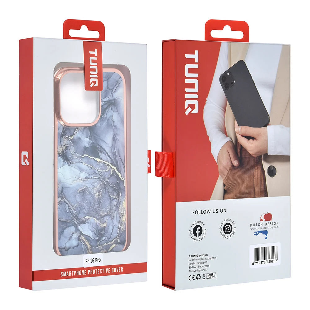 Tuniq iPhone 16 Pro Silicone Θήκη Σιλικόνης - Marble / Grey