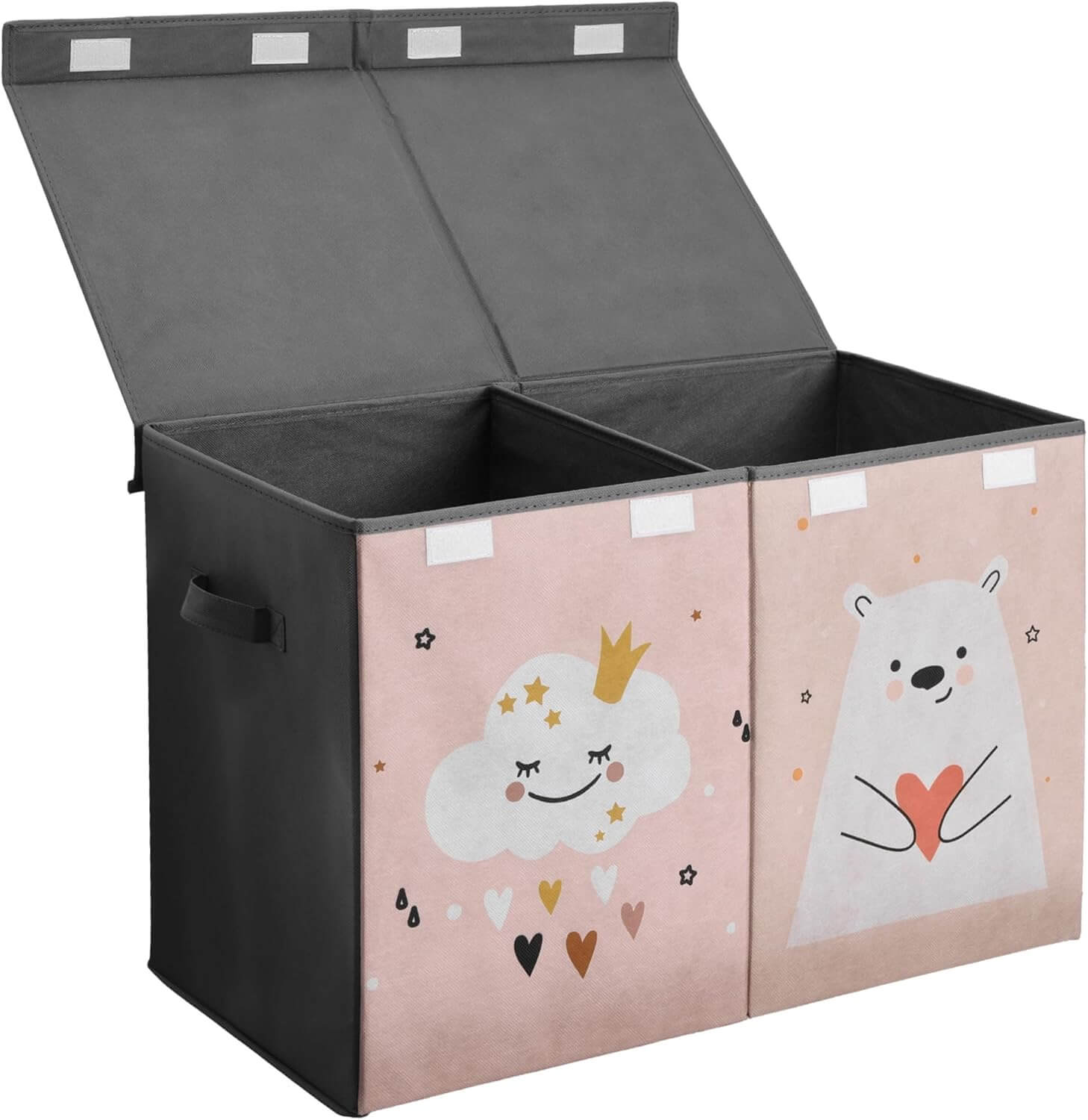 Navaris Παιδικό Κουτί Αποθήκευσης Παιχνιδιών με Διαχωριστικό και Καπάκι - 62 x 33 x 40 cm - Pink