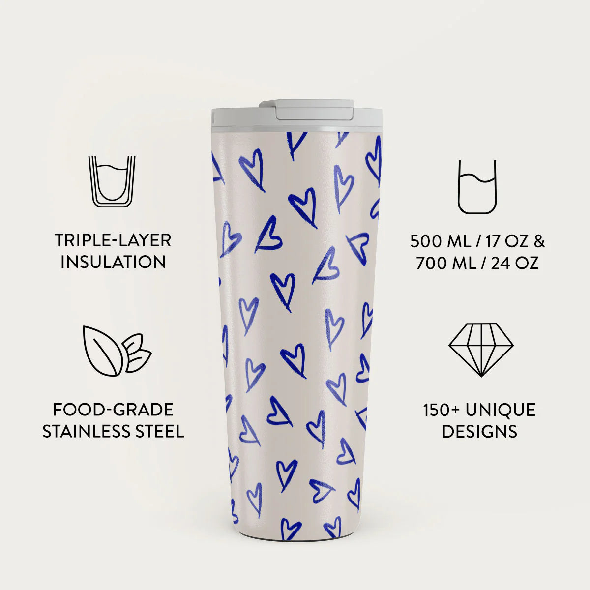 Burga Κούπα Θερμός από Ανοξείδωτο Ατσάλι - Flap Lid - 700ml - Love Me Right