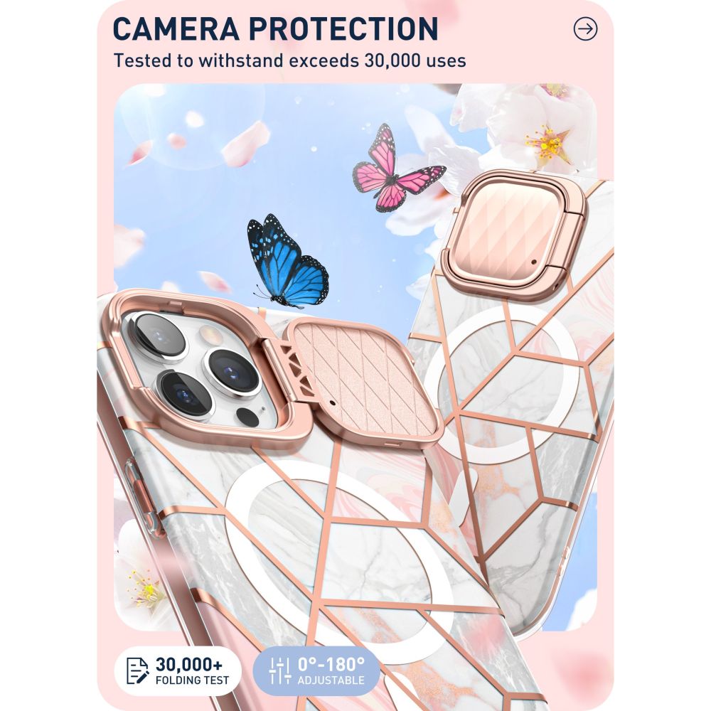 i - Blason iPhone 15 Pro Cosmo Mag Σκληρή Θήκη με Προστασία Οθόνης / Κάμερας και Magsafe - Marble