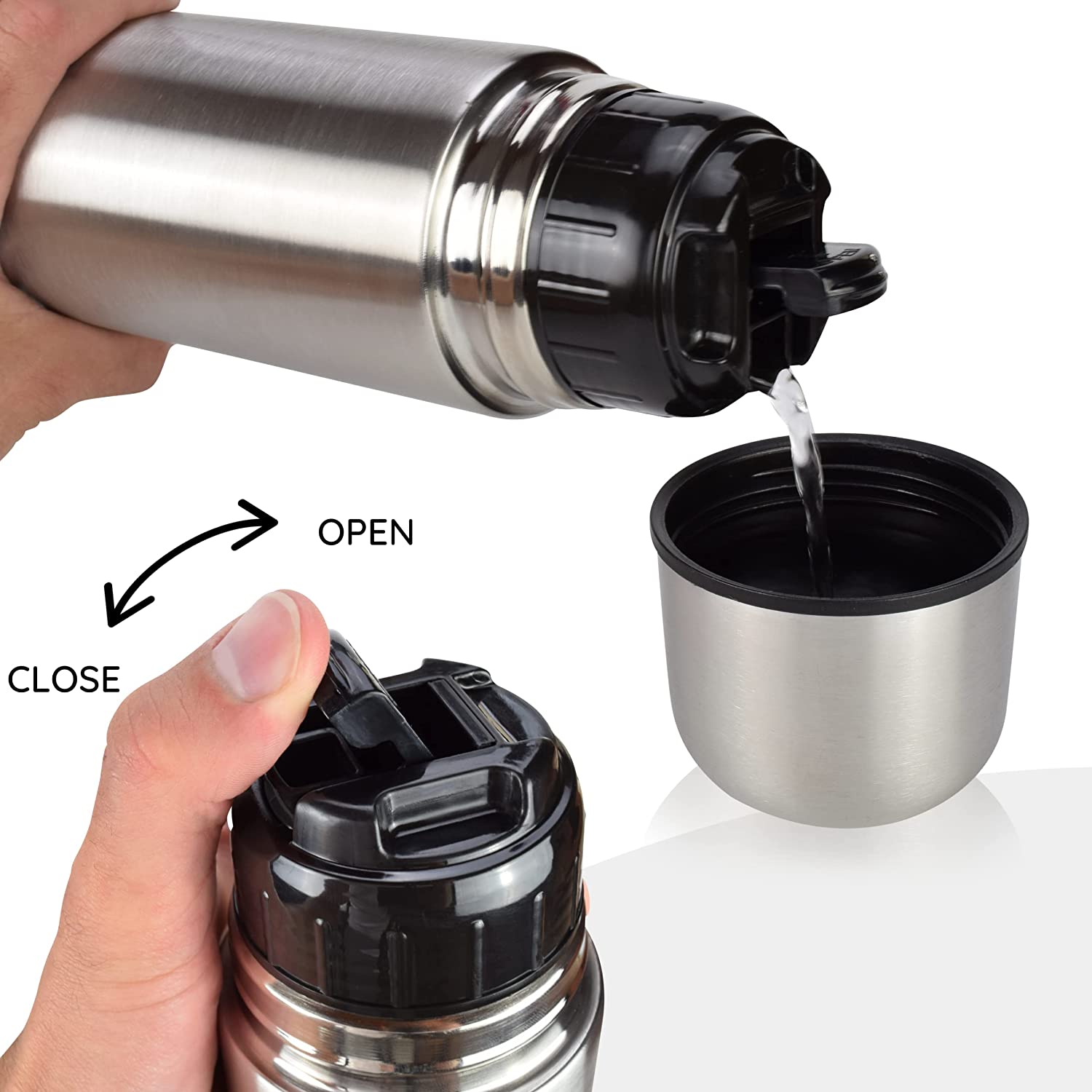 Milu T4 Μπουκάλι Θερμός Από Ανοξείδωτο Ατσάλι - 100% Στεγανό - 1000 ml - Silver - 6222