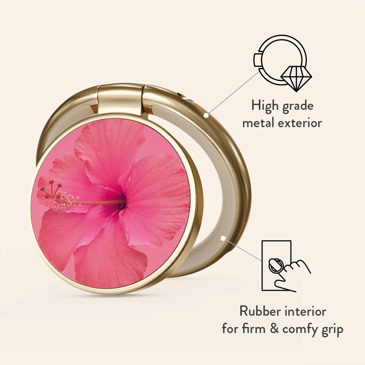 Burga Ring Holder - Δαχτυλίδι Συγκράτησης Κινητού - Βάση Στήριξης - Gold - Island Girl