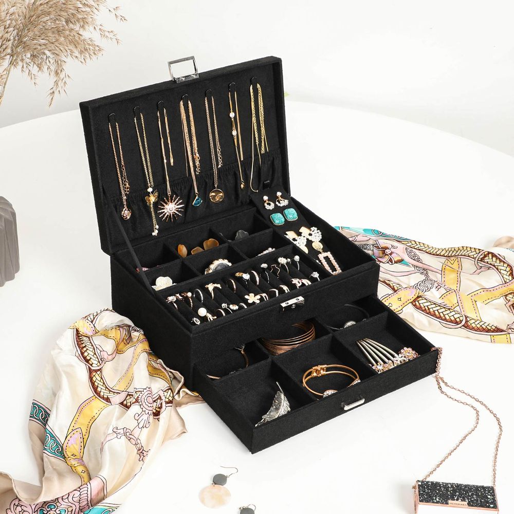 Songmics Κουτί Αποθήκευσης Κοσμημάτων - Black - JBC156B01