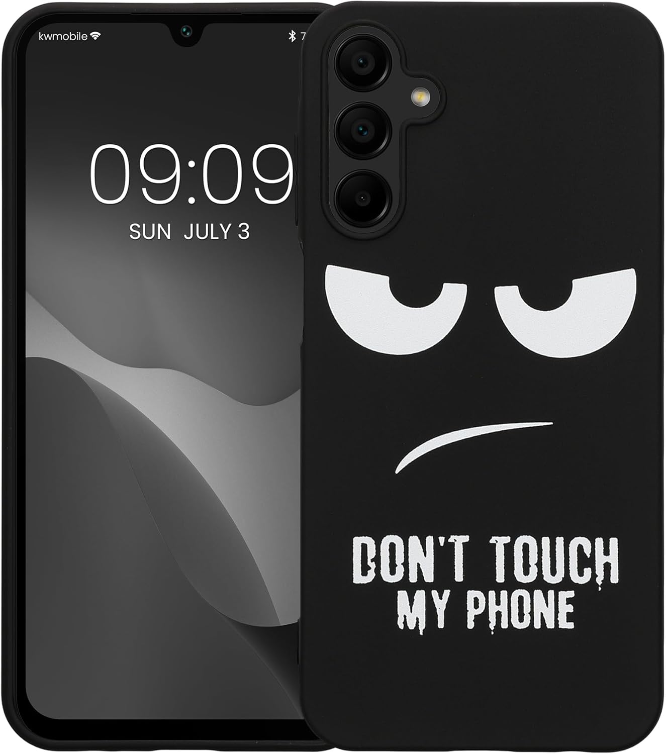 KW Samsung Galaxy A15 4G / A15 5G Λεπτή Θήκη Σιλικόνης TPU - Design Don't Touch My Phone - Black / White
