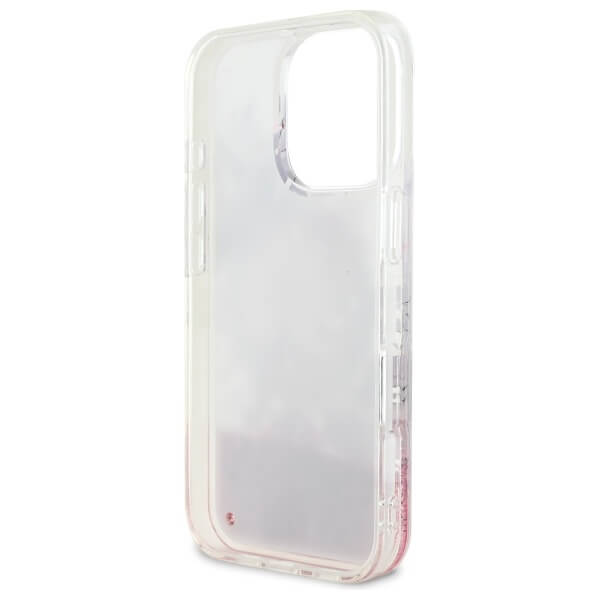 Guess iPhone 16 Pro - Liquid Glitter Flower MagSafe - Σκληρή Θήκη με Πλαίσιο Σιλικόνης - Διάφανη - GUHMP16LLFMWTP