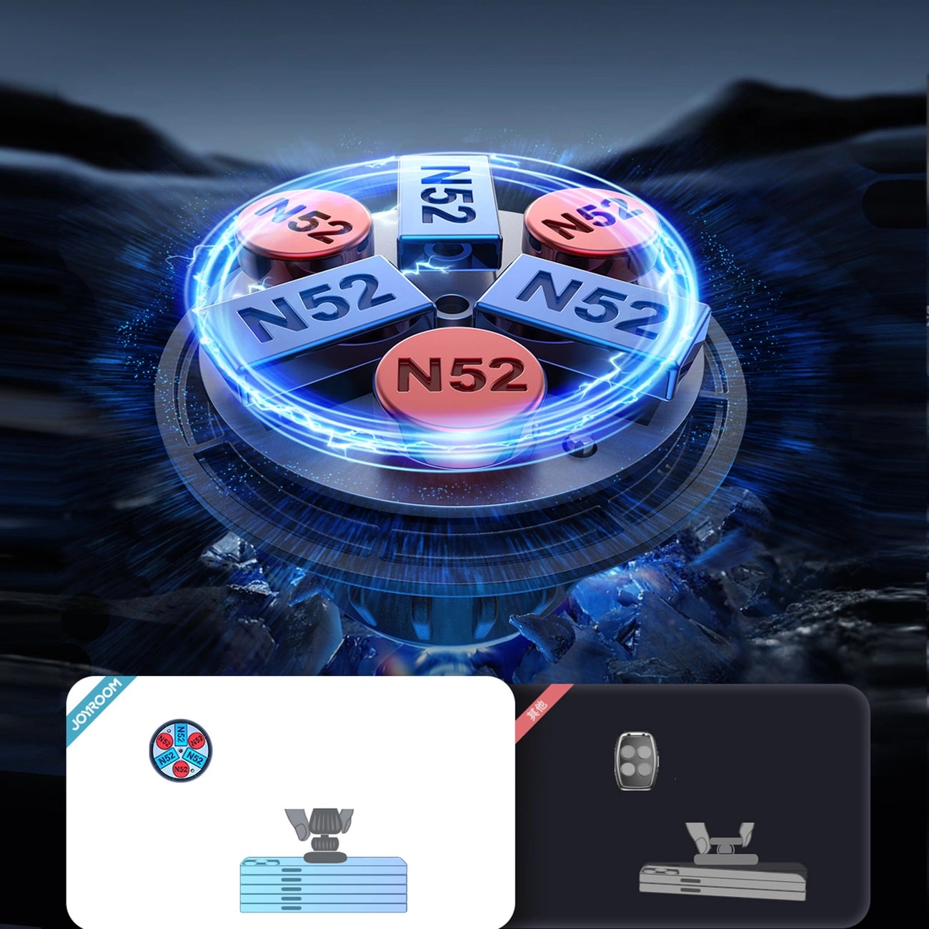 Joyroom Universal Μαγνητική Βάση με Βεντούζα για το Ταμπλό του Αυτοκινήτου - Black - JR-ZS356