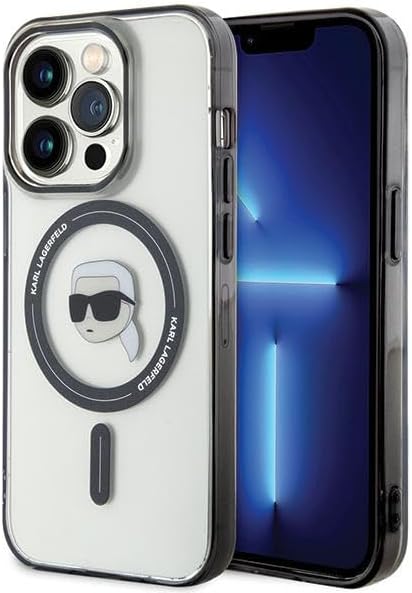 Karl Lagerfeld iPhone 15 Plus - IML Karl's Head MagSafe Σκληρή Θήκη με Πλαίσιο Σιλικόνης και MagSafe - Διάφανη / Black - KLHMP15MHKHNOTK