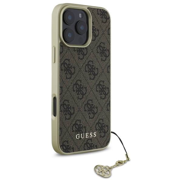 Guess iPhone 16 Pro - 4G Charms Collection - Θήκη με Επένδυση Συνθετικού Δέρματος - Brown - GUHCP16LGF4GBR