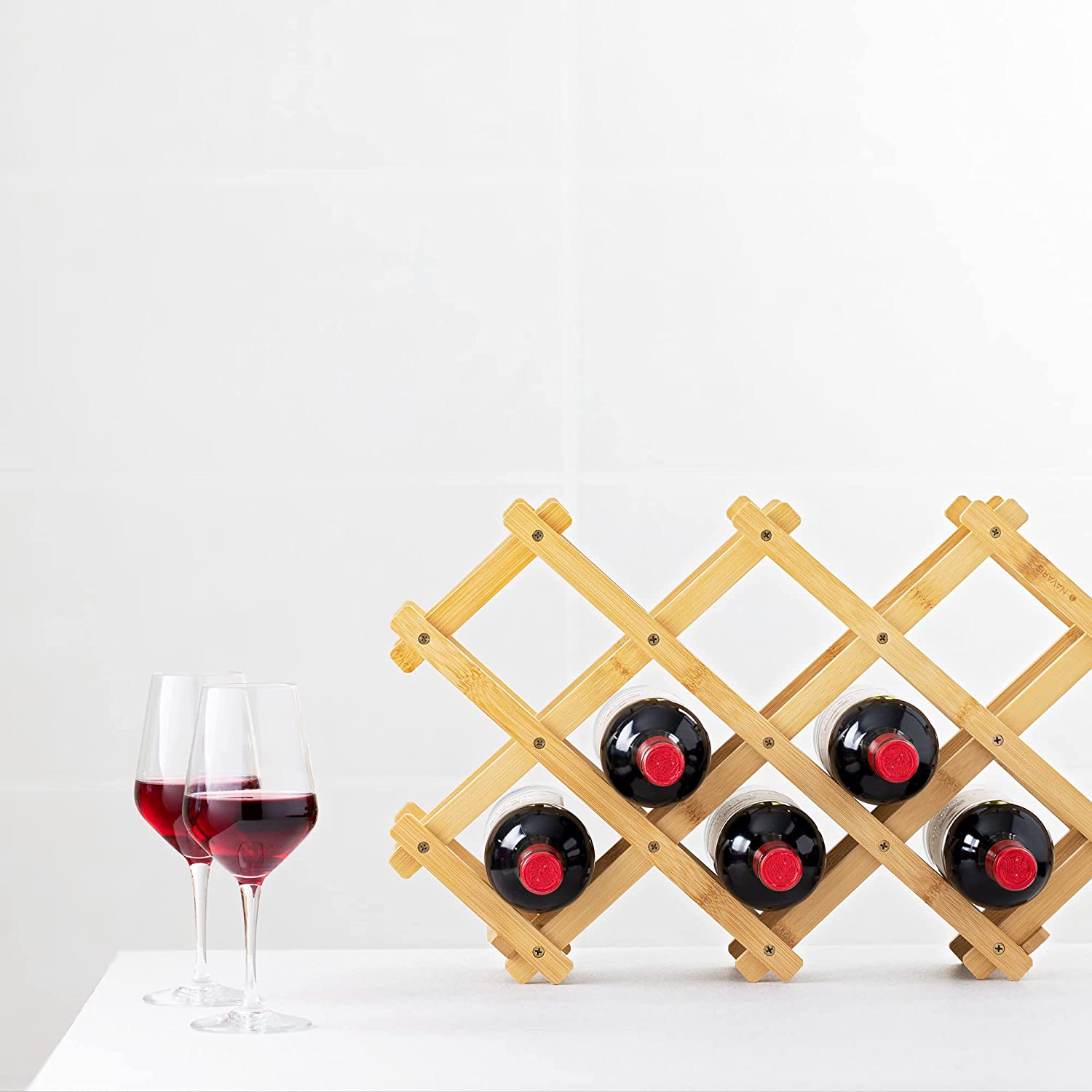 Navaris Ξύλινο Πτυσσόμενο Ράφι Κρασιών από Μπαμπού - 51,5 x 12,7 x 32,5 cm - 51114.05.3
