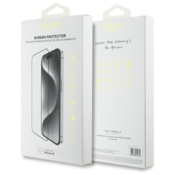 Guess iPhone 16 - 2.5D Outline - Full Screen Tempered Glass Αντιχαρακτικό Γυαλί Οθόνης - Black