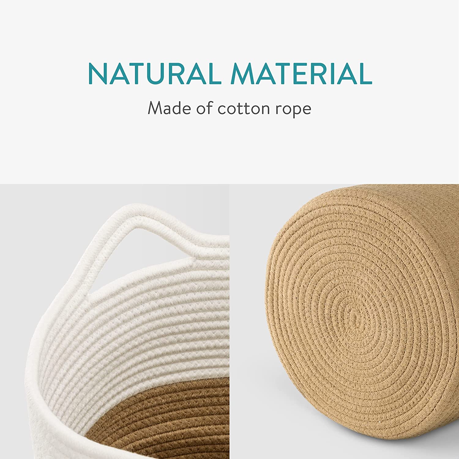 Navaris Σετ με 2 Βαμβακερά Καλάθια Αποθήκευσης - Brown / White - 57354.01