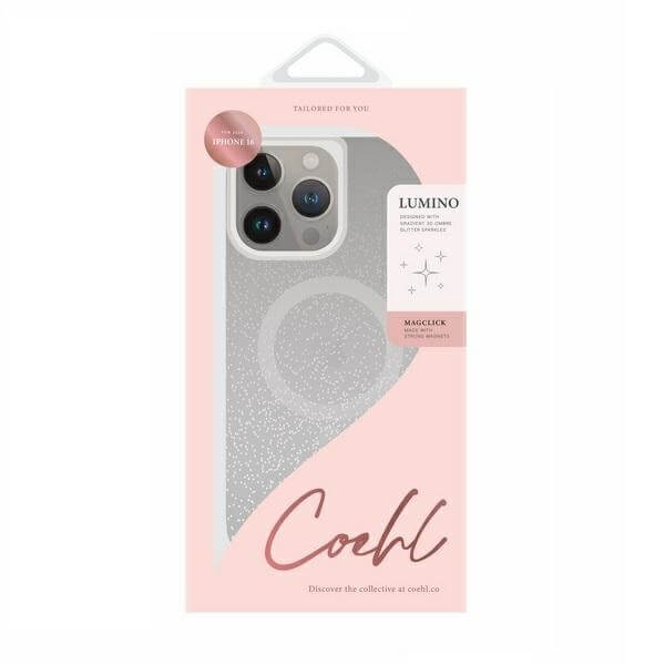 Uniq iPhone 16 Coehl Lumino Σκληρή Θήκη με MagSafe - Silver / Sparkling Silver