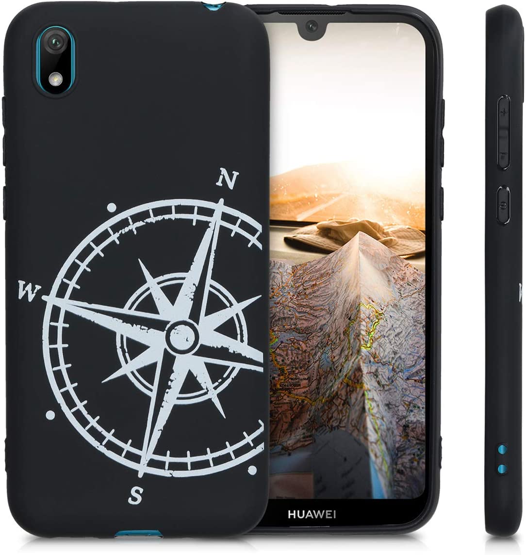 KW Huawei Y5 2019 Θήκη Σιλικόνης TPU Design Navigational Compass - Black / White - 51080.02