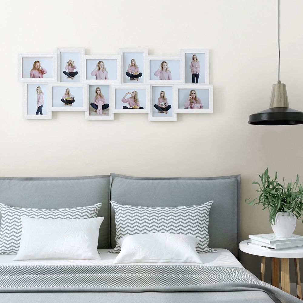 Songmics Επιτοίχια Κορνίζα με Θέση για 12 Φωτογραφίες - White Square - RPF22W