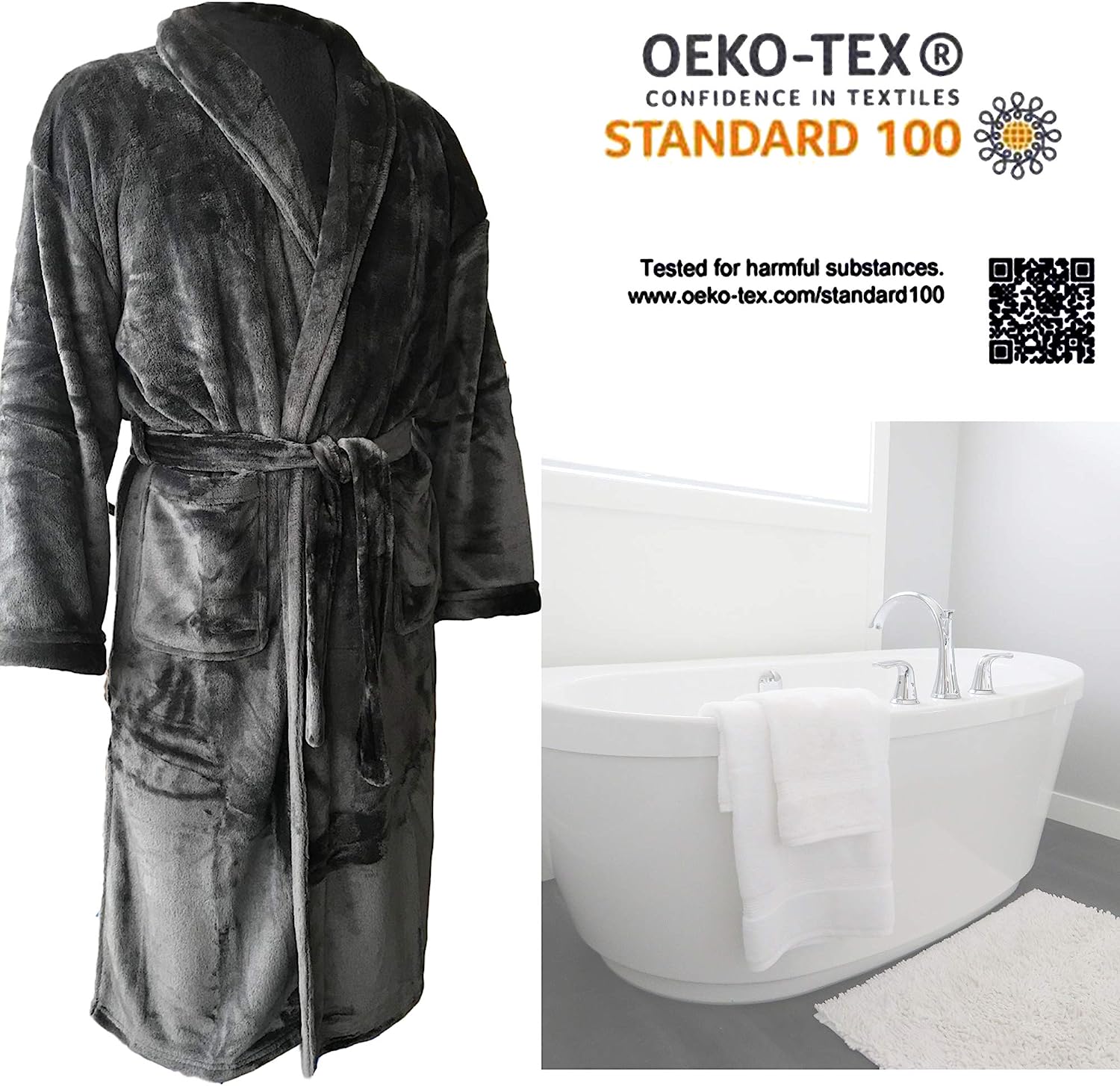 HOMELEVEL Plus Size Unisex Μπουρνούζι / Ρόμπα - Μέγεθος 6XL - Black - 55411.01.36