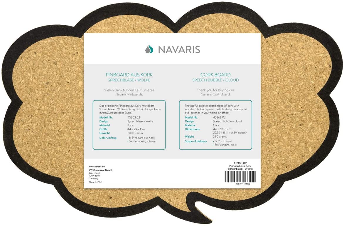 Navaris Cork Notice Board - Πίνακας Ανακοινώσεων με Πινέζες - Design Speech Bubble - Brown - 45363.02