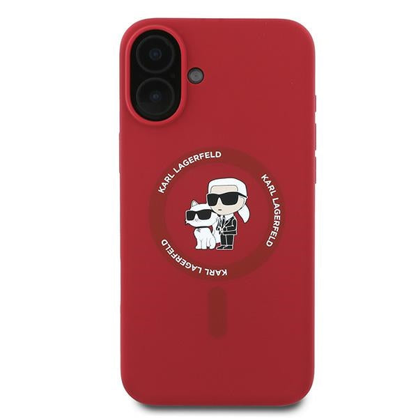 Karl Lagerfeld iPhone 16 Plus - Silicone KC Heads Ring MagSafe - Θήκη Σιλικόνης με MagSafe - Red - KLHMP16MSCMKCRHR