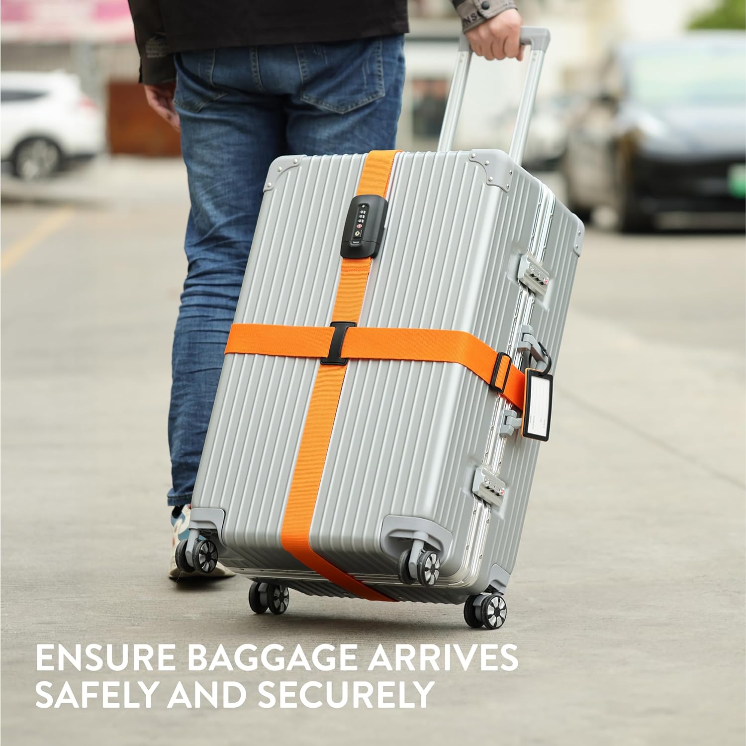 Navaris Ιμάντας Προστασίας Αποσκευών με Κλειδαριά με Συνδυασμό - Orange - 51357.29